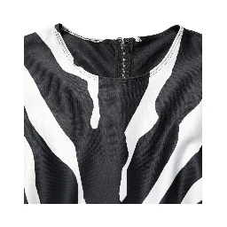 Black White Polyester Zebra Pattern Jumpsuit