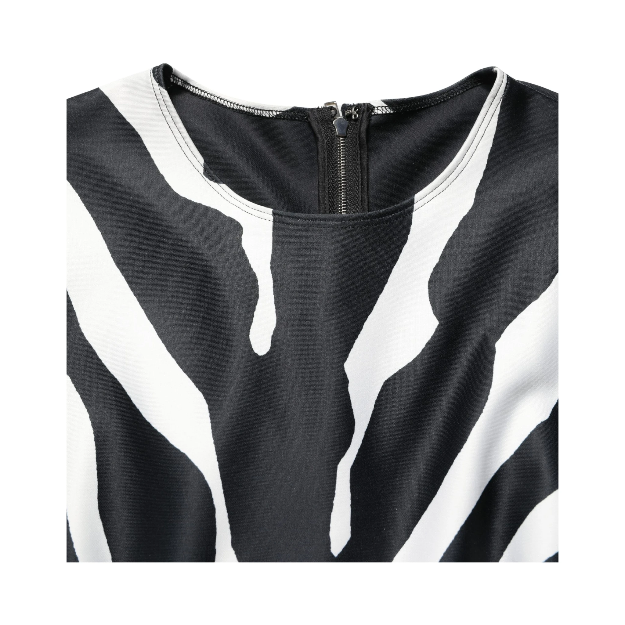 Black White Polyester Zebra Pattern Jumpsuit