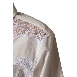 White Cotton Lace Trim Long Sleeves Jumpsuit