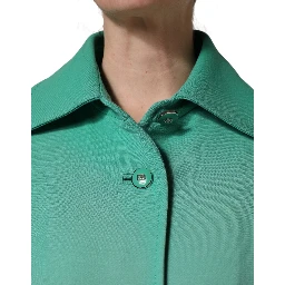 Green Buttoned Down Belt Trench Coat Jacket