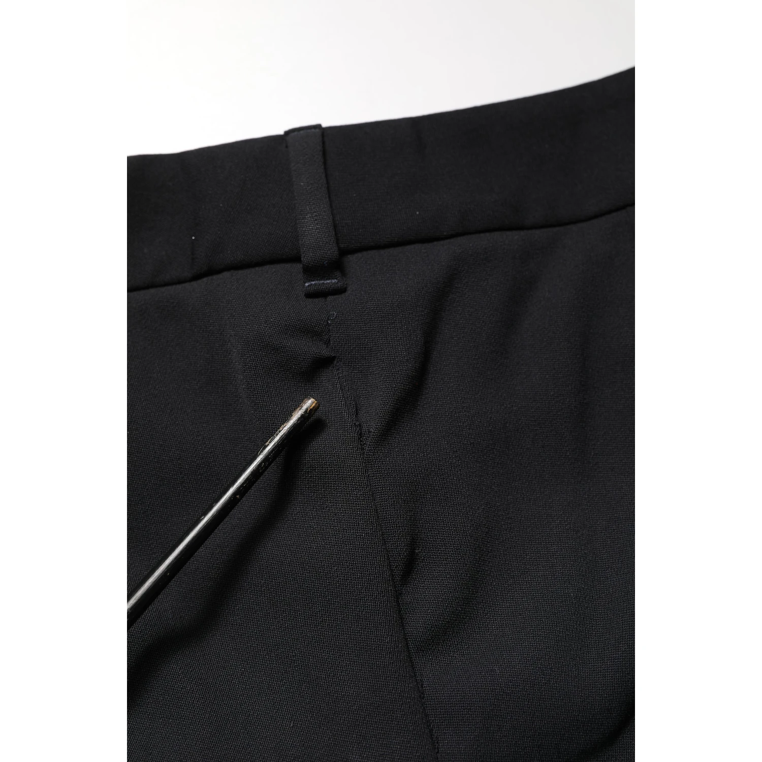 Black Wool High Waist Cropped Tapered Pants