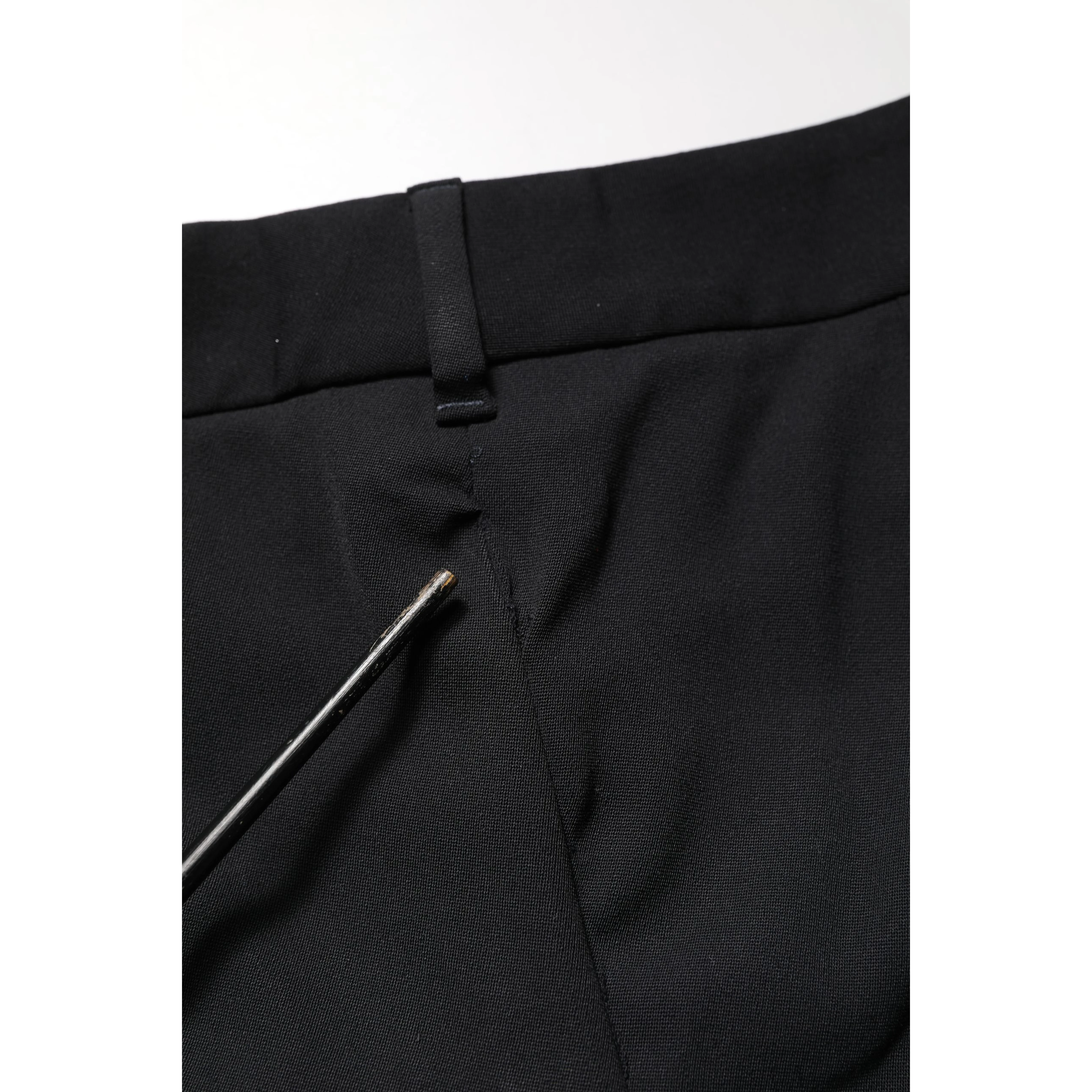 Black Wool High Waist Cropped Tapered Pants