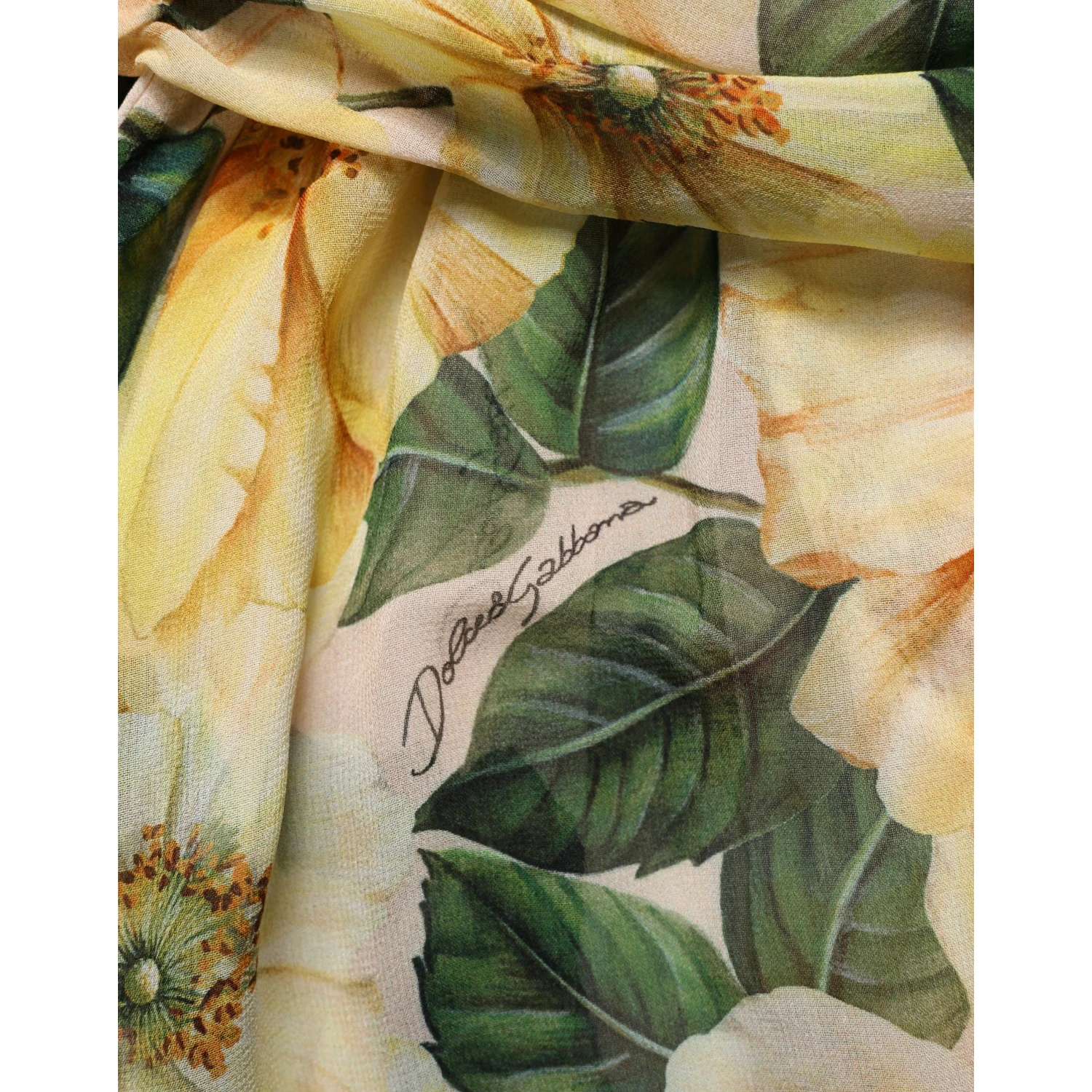 Yellow Silk Floral Print Pleated Maxi Dress