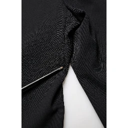 Black Wool High Waist Cropped Tapered Pants