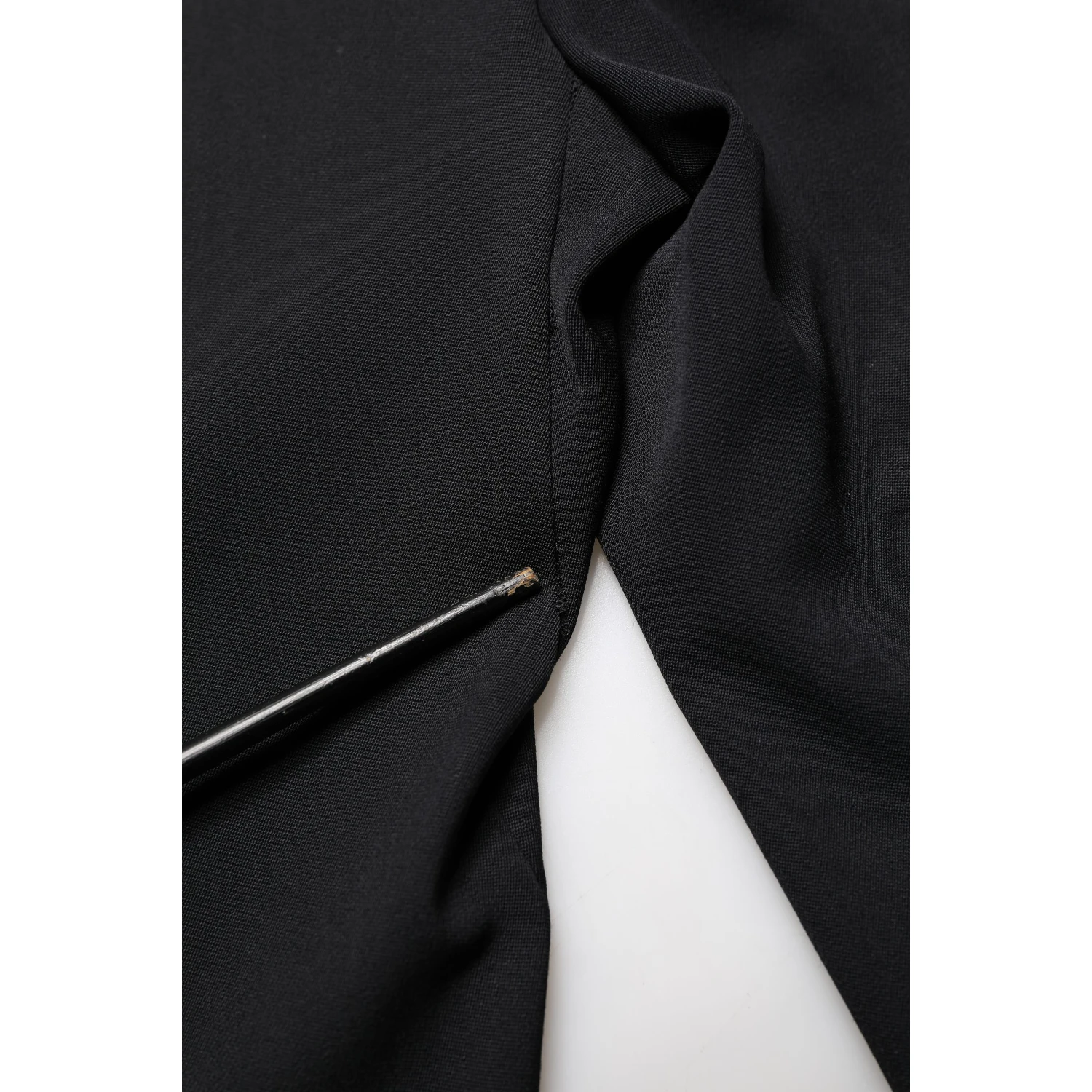 Black Wool High Waist Cropped Tapered Pants
