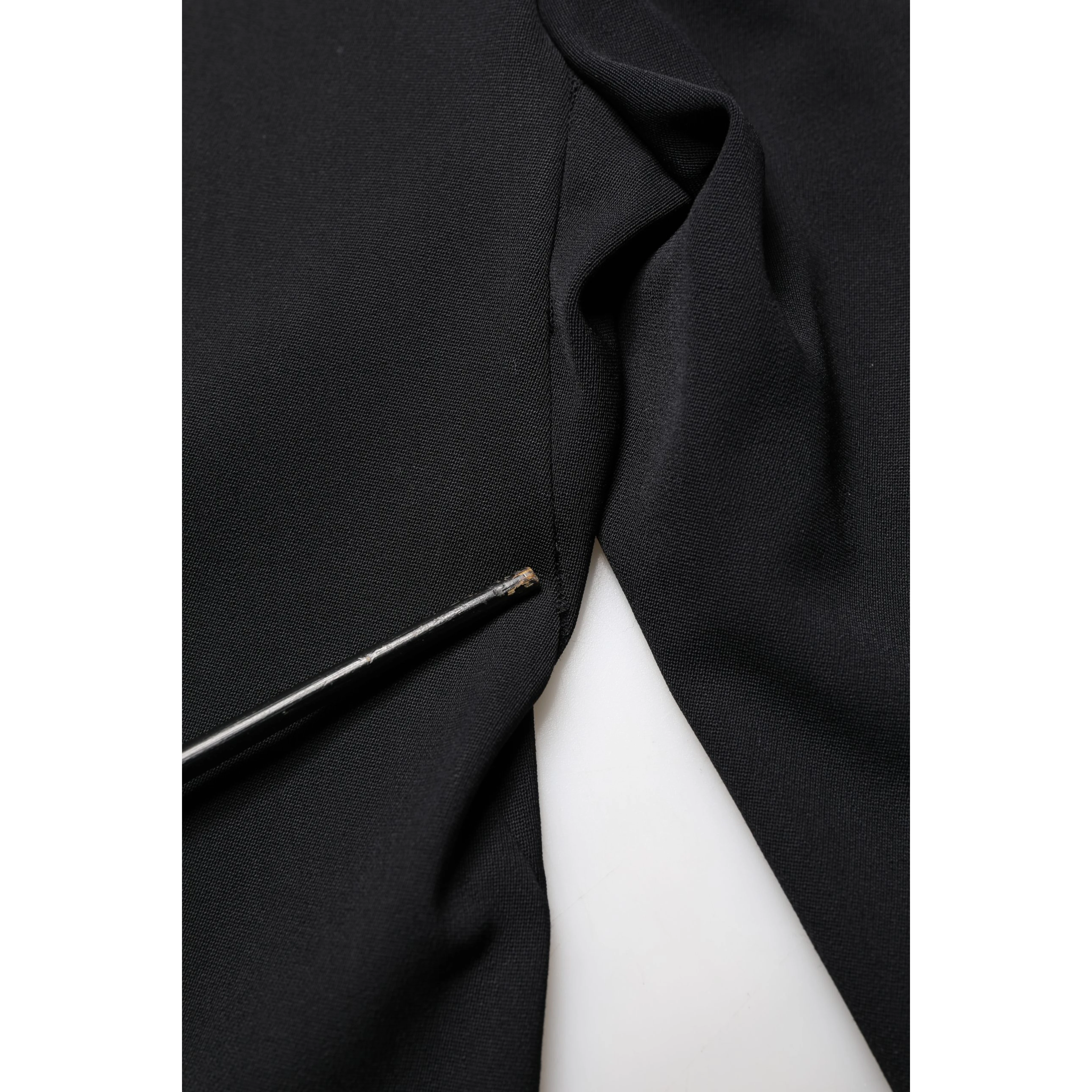 Black Wool High Waist Cropped Tapered Pants