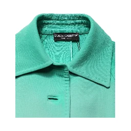 Green Buttoned Down Belt Trench Coat Jacket