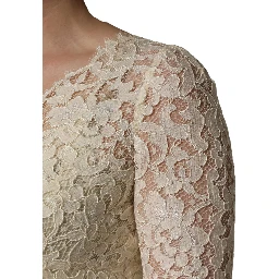 Off White Floral Lace Sheath Maxi Dress