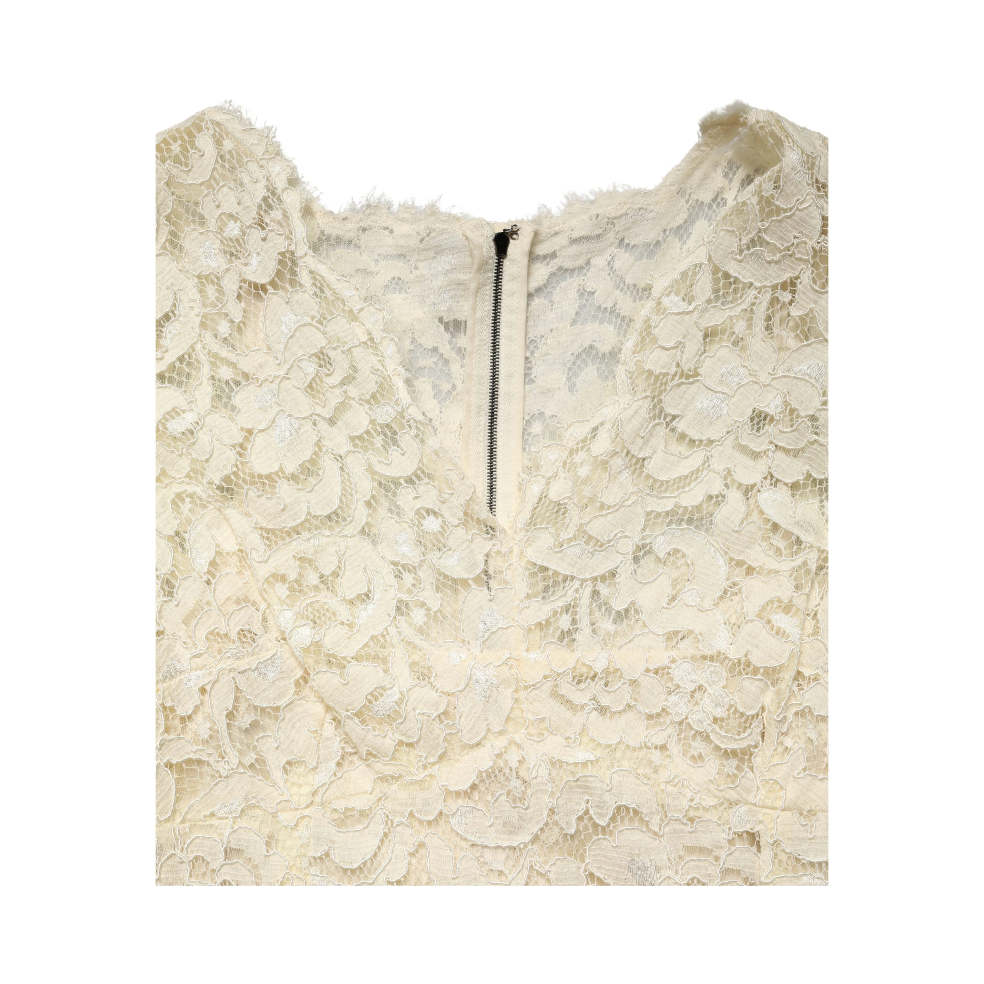 Off White Floral Lace Sheath Maxi Dress