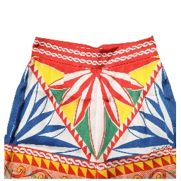 Multicolor Silk Carretto Leggings Stretch Waist Pants