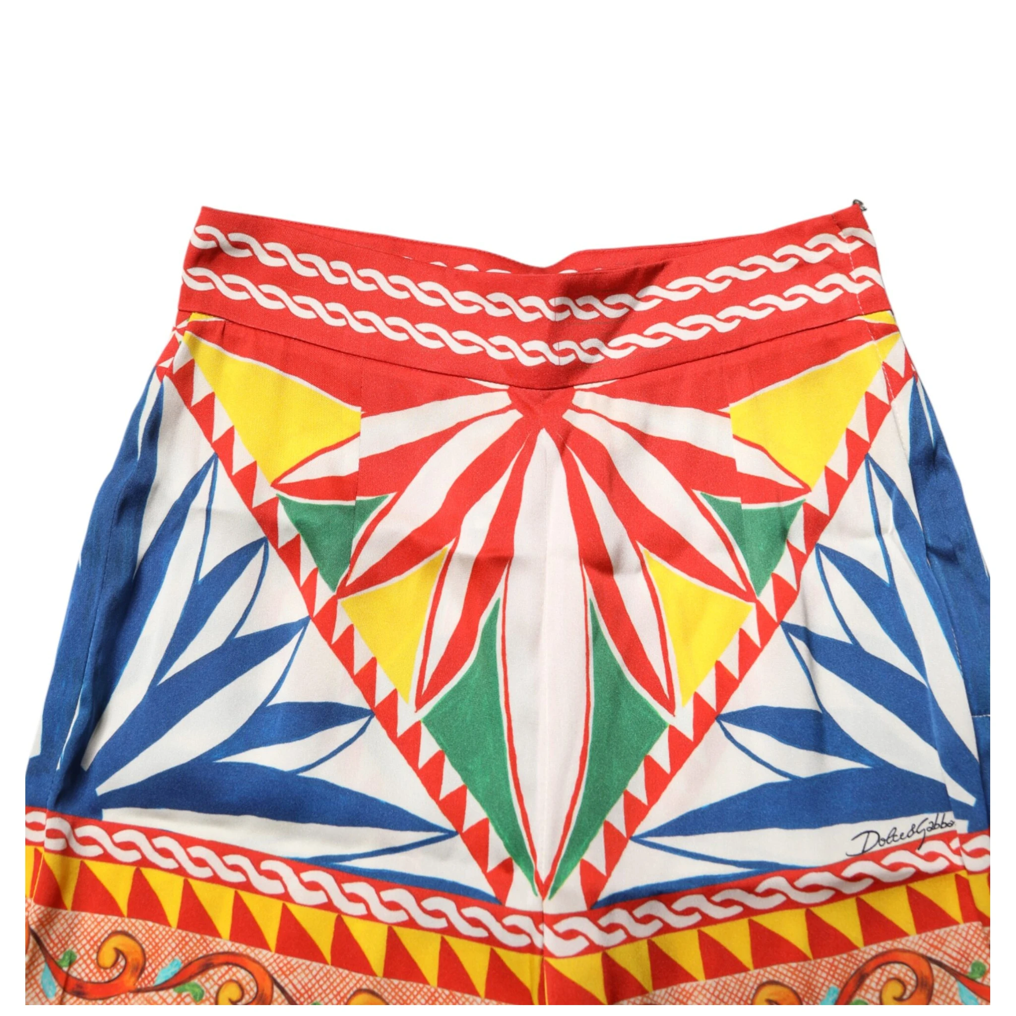 Multicolor Silk Carretto Leggings Stretch Waist Pants