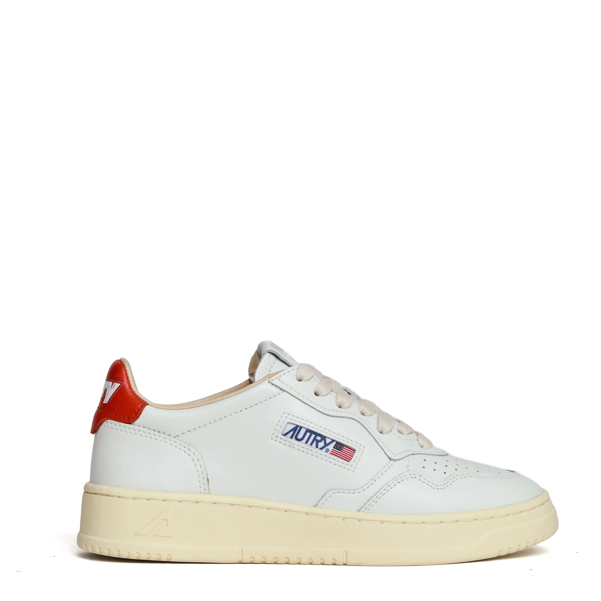 Sneakers Medalist Low In Pelle Bianca, Spicy Orange
