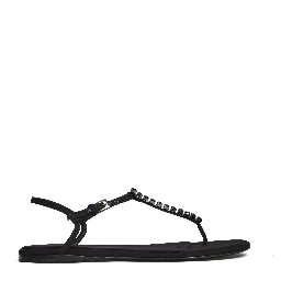 Montecarlo Flat Sandal Crepe Crystal Embellished