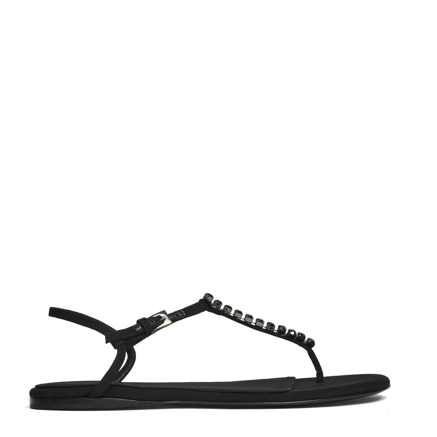 Montecarlo Flat Sandal Crepe Crystal Embellished