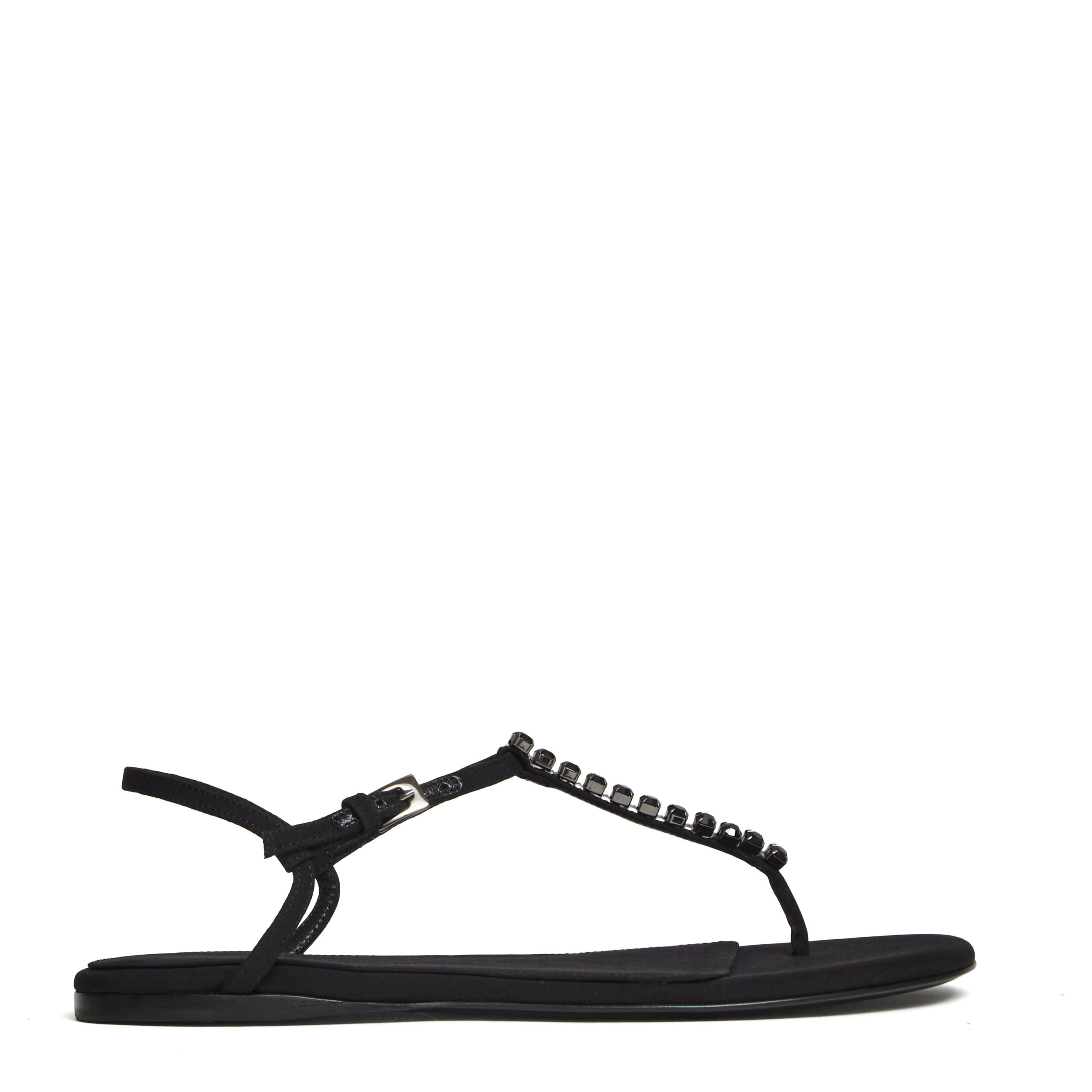 Montecarlo Flat Sandal Crepe Crystal Embellished
