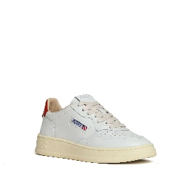 Sneakers Medalist Low In Pelle Bianca, Spicy Orange