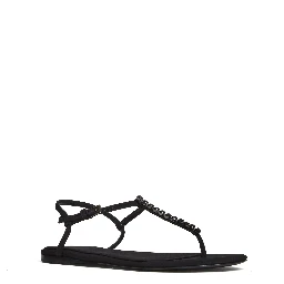Montecarlo Flat Sandal Crepe Crystal Embellished