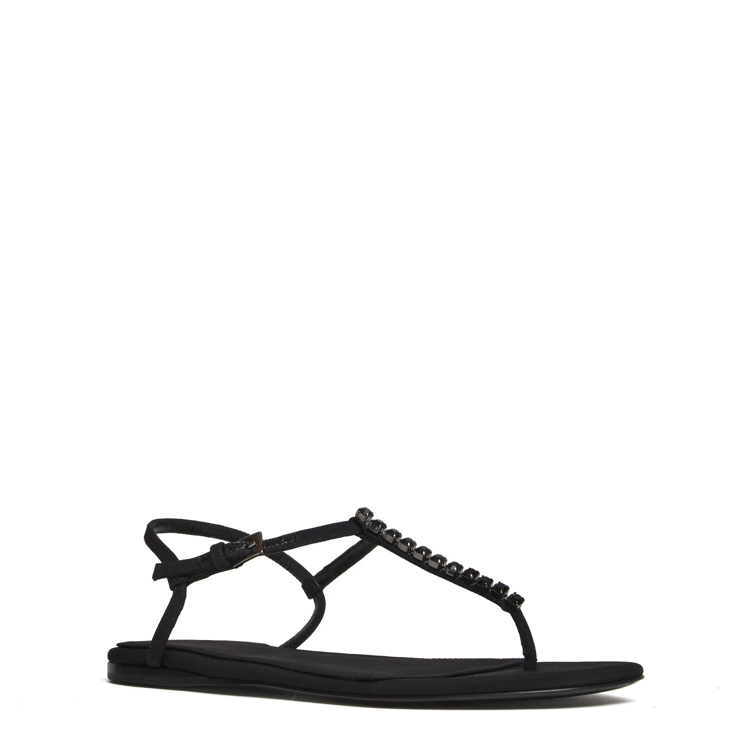 Montecarlo Flat Sandal Crepe Crystal Embellished