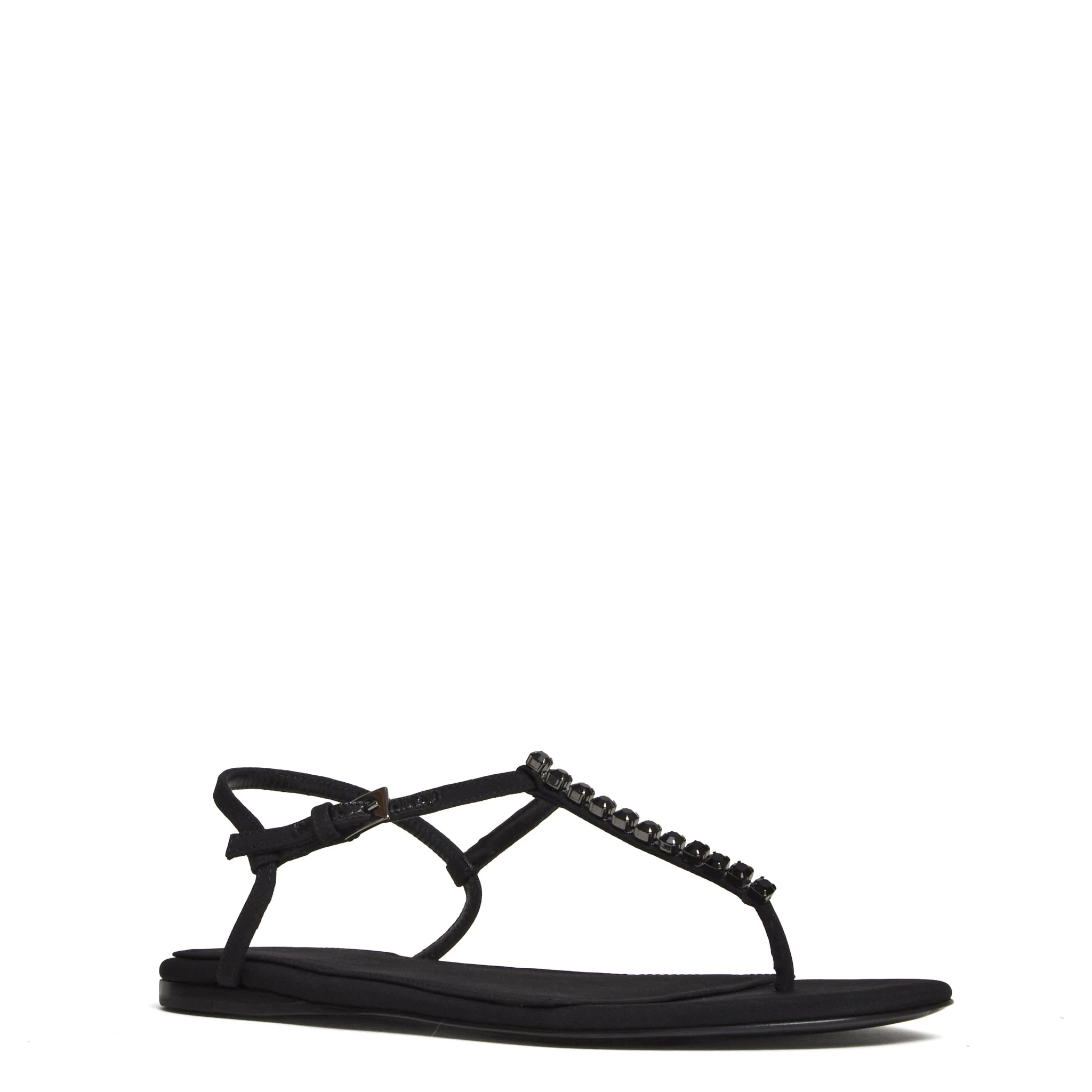 Montecarlo Flat Sandal Crepe Crystal Embellished