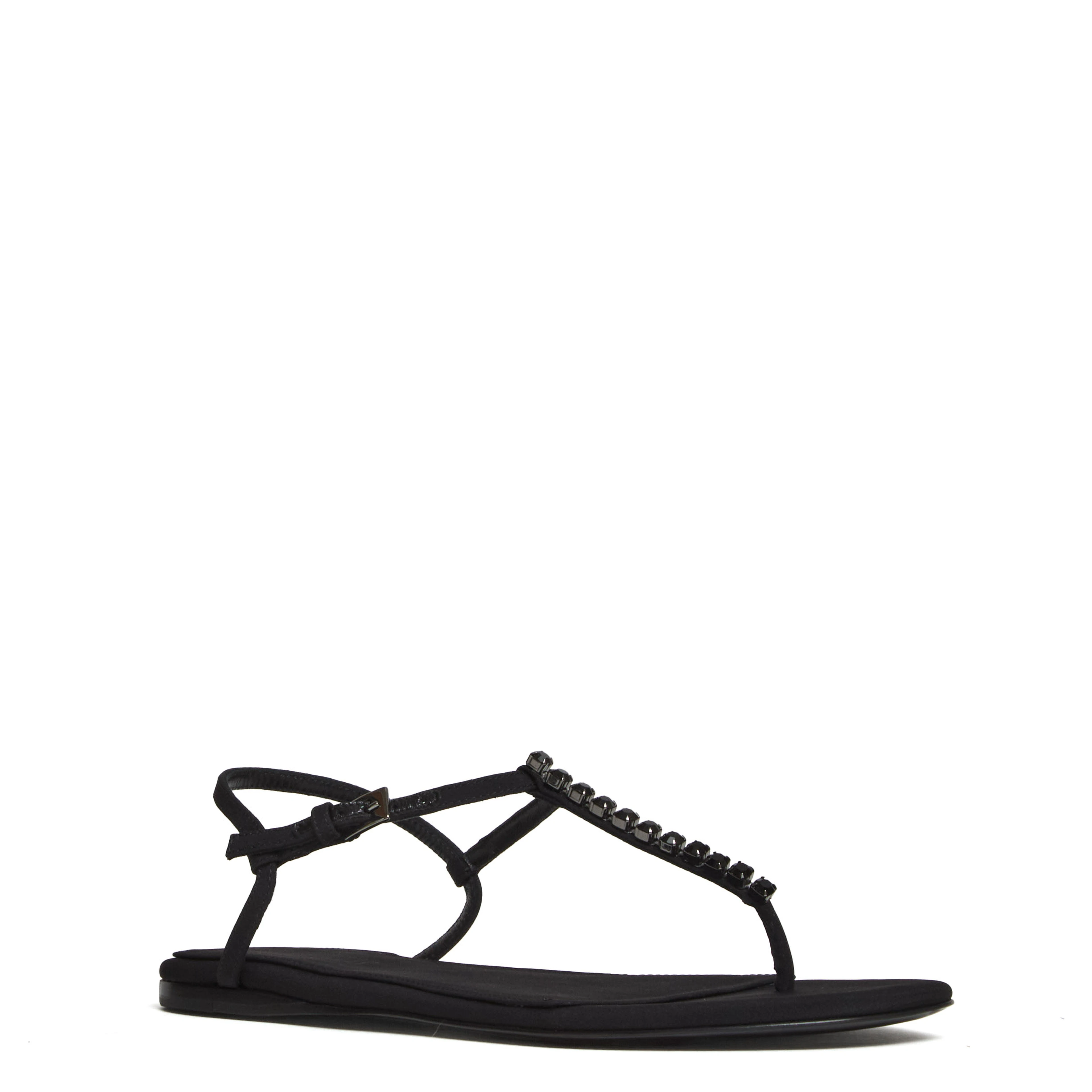 Montecarlo Flat Sandal Crepe Crystal Embellished