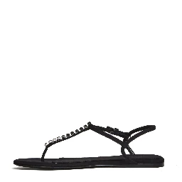 Montecarlo Flat Sandal Crepe Crystal Embellished