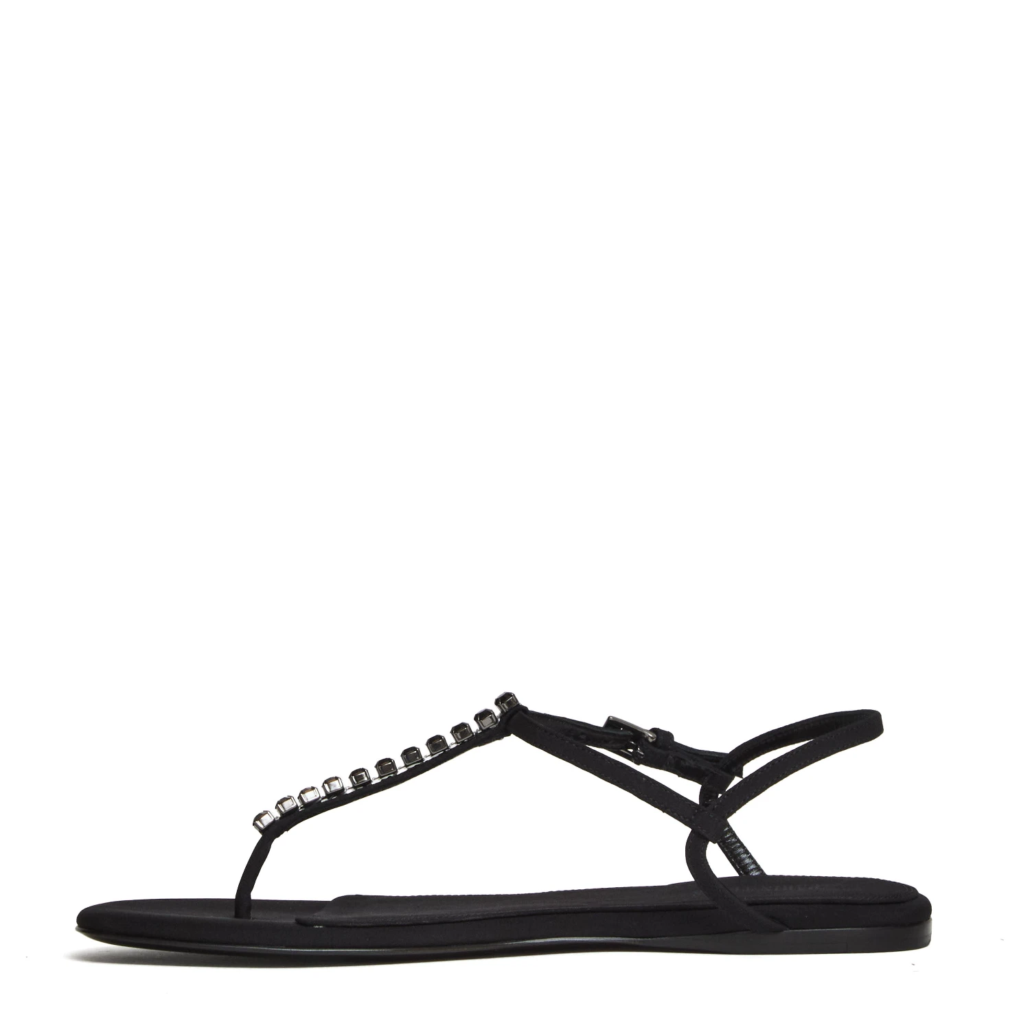 Montecarlo Flat Sandal Crepe Crystal Embellished