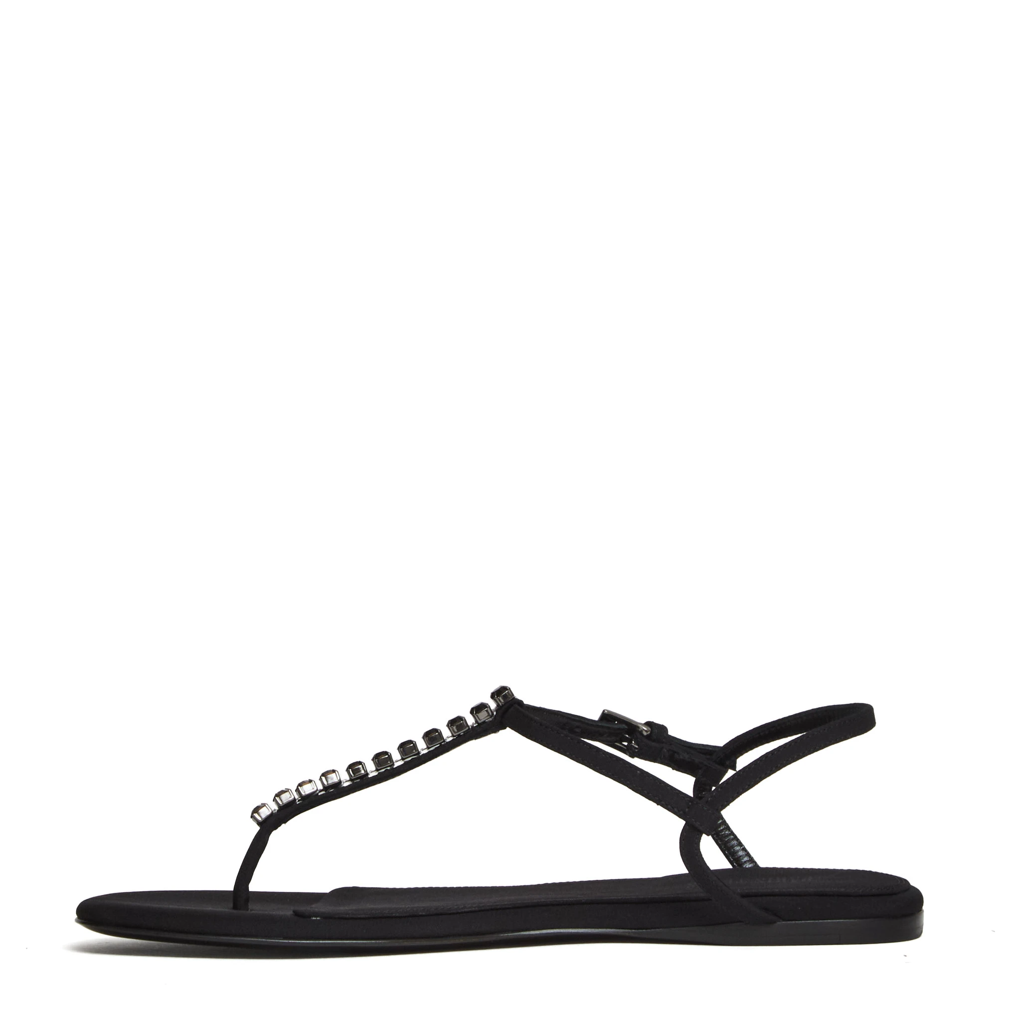 Montecarlo Flat Sandal Crepe Crystal Embellished