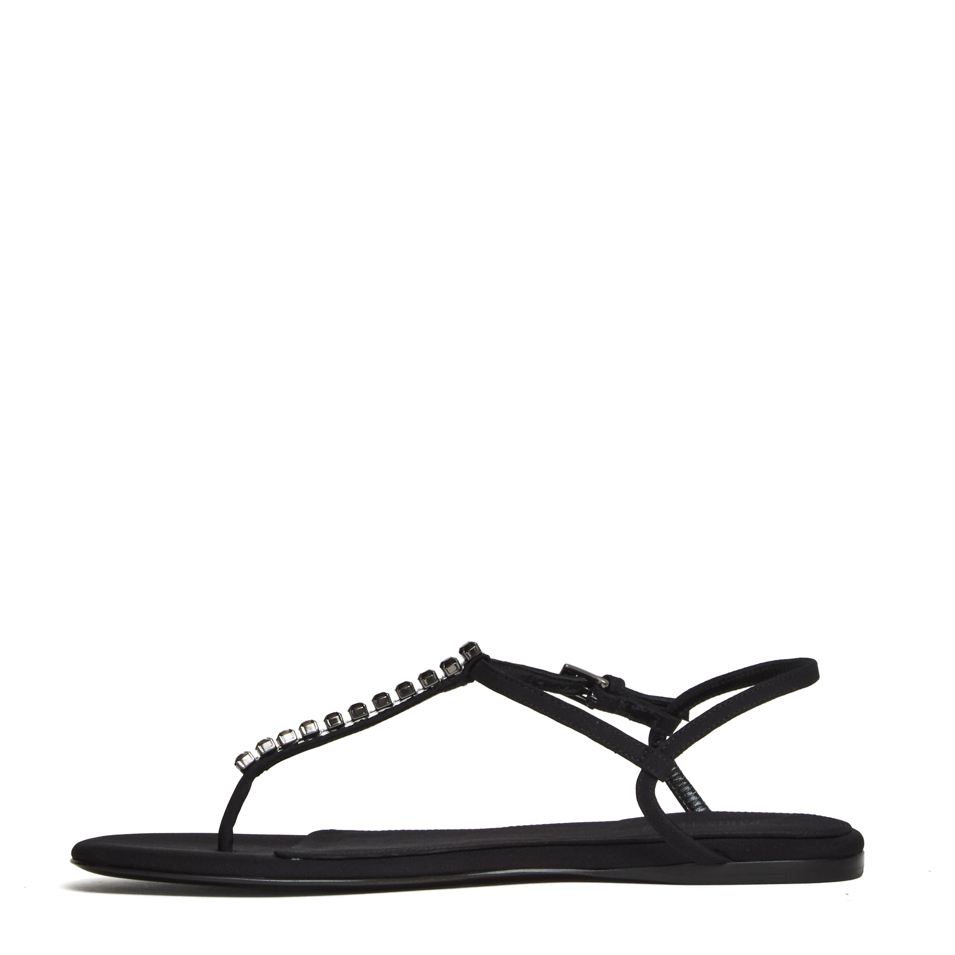 Montecarlo Flat Sandal Crepe Crystal Embellished