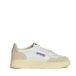 Sneakers Medalist Low In Pelle Bianca, Suede Beige
