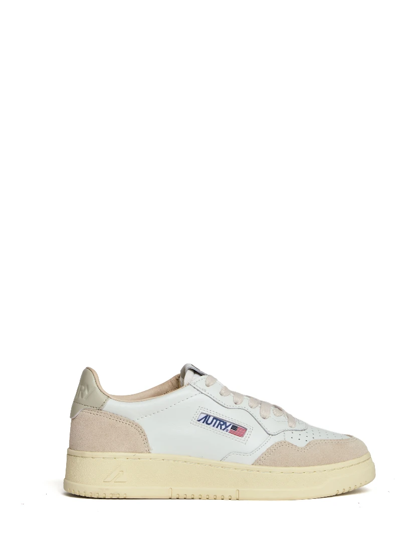 Sneakers Medalist Low In Pelle Bianca, Suede Beige