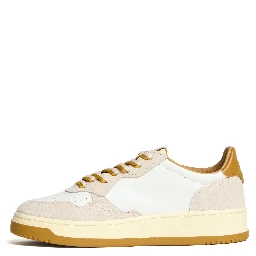 Sneakers Medalist Low In Pelle Bianca, Suede Sand