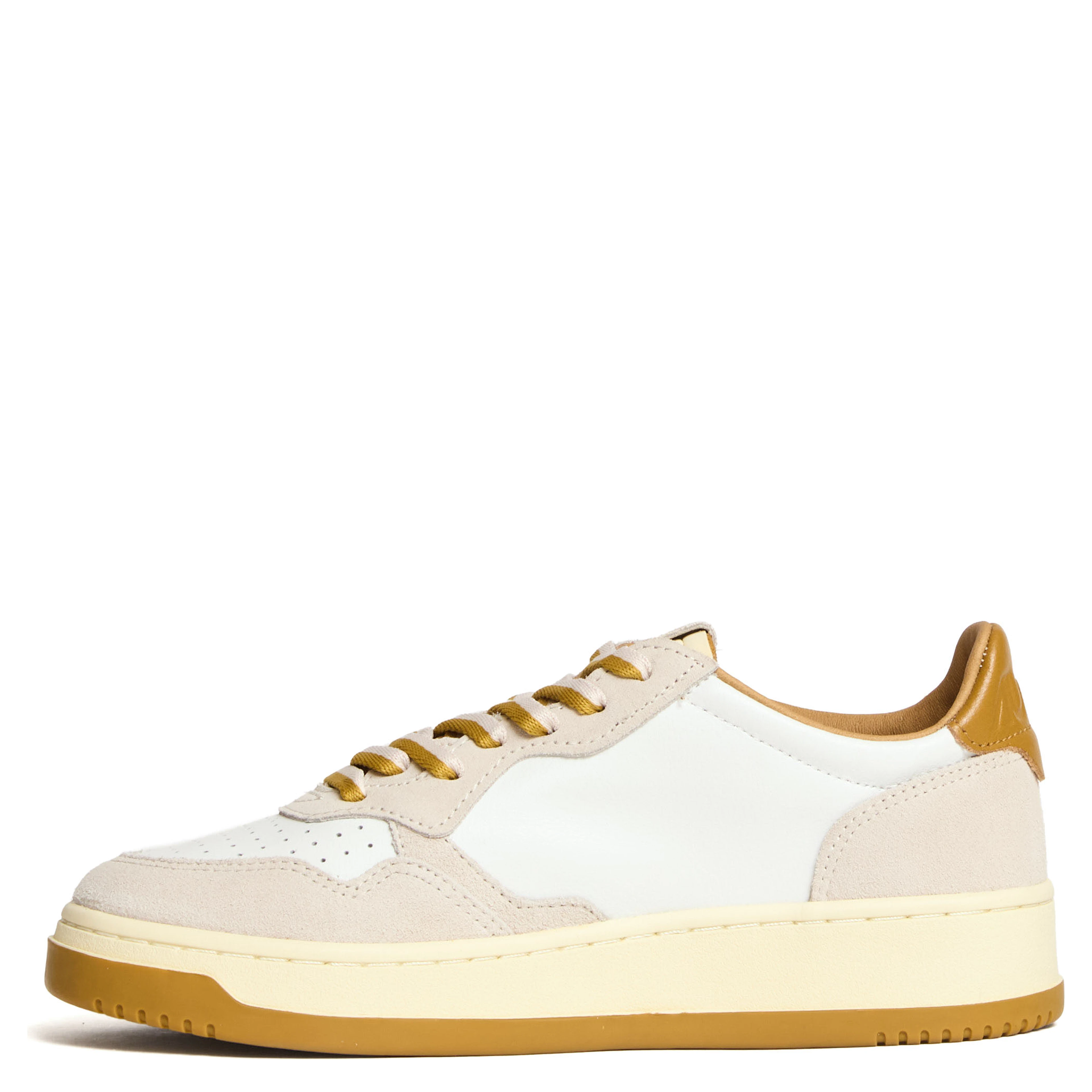 Sneakers Medalist Low In Pelle Bianca, Suede Sand