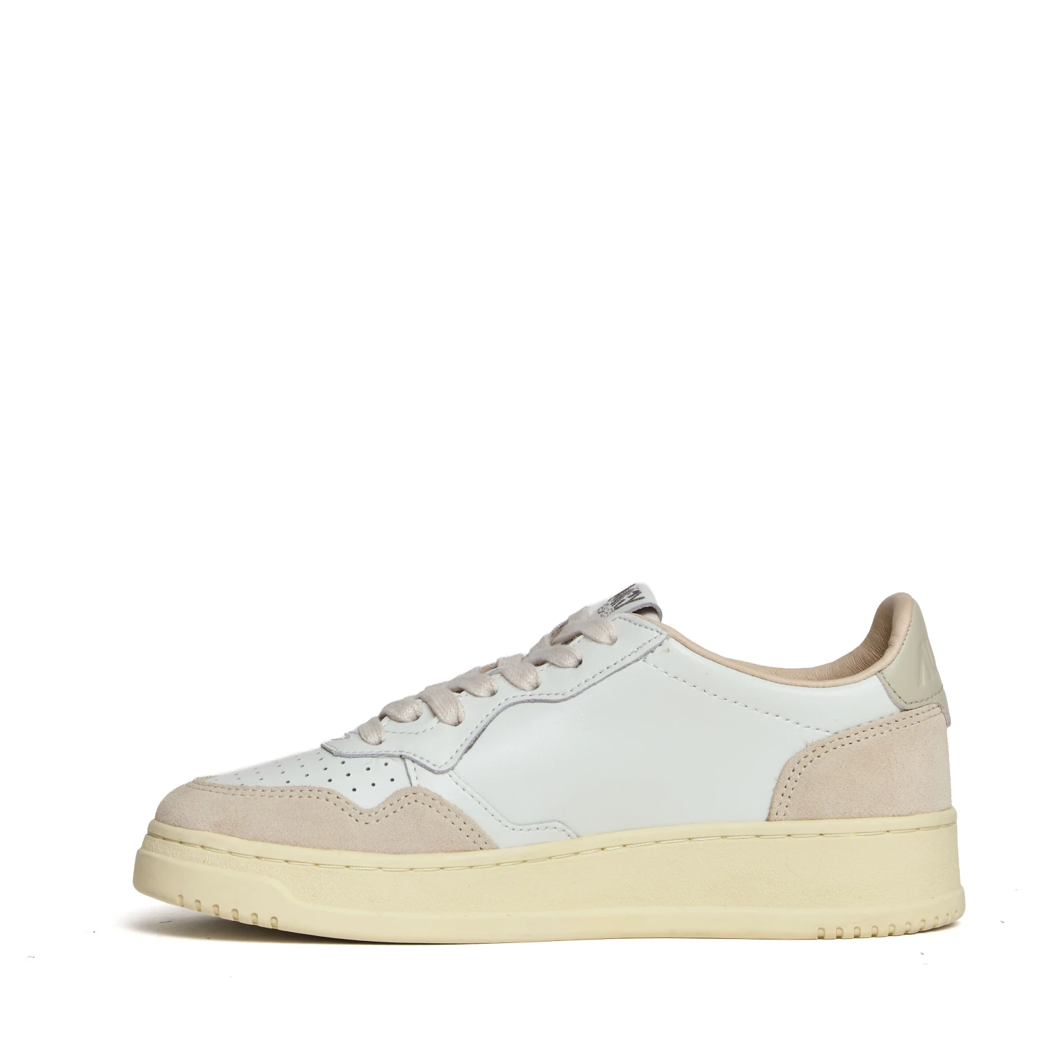 Sneakers Medalist Low In Pelle Bianca, Suede Beige