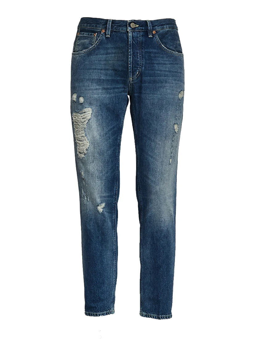 Jeans Brighton In Denim Blu Fisso Con Rottura Rammendata