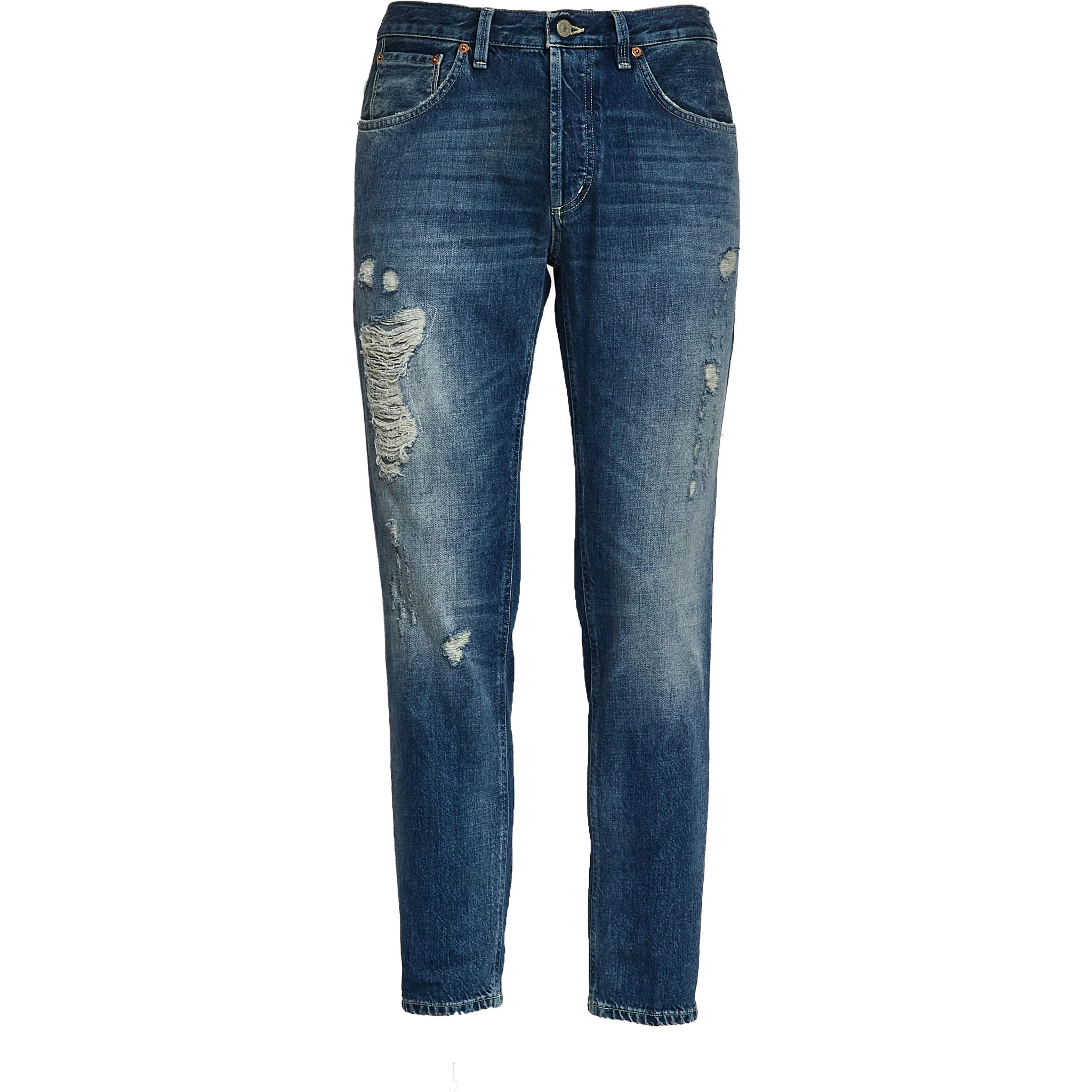 Jeans Brighton In Denim Blu Fisso Con Rottura Rammendata
