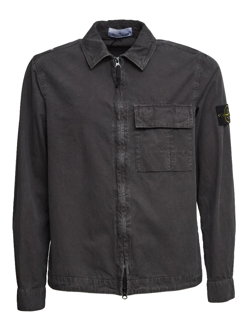 Overshirt Brushed Organic Cotton Canvas Old Effect