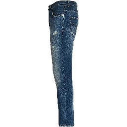 Jeans Brighton In Denim Blu Fisso Con Rottura Rammendata