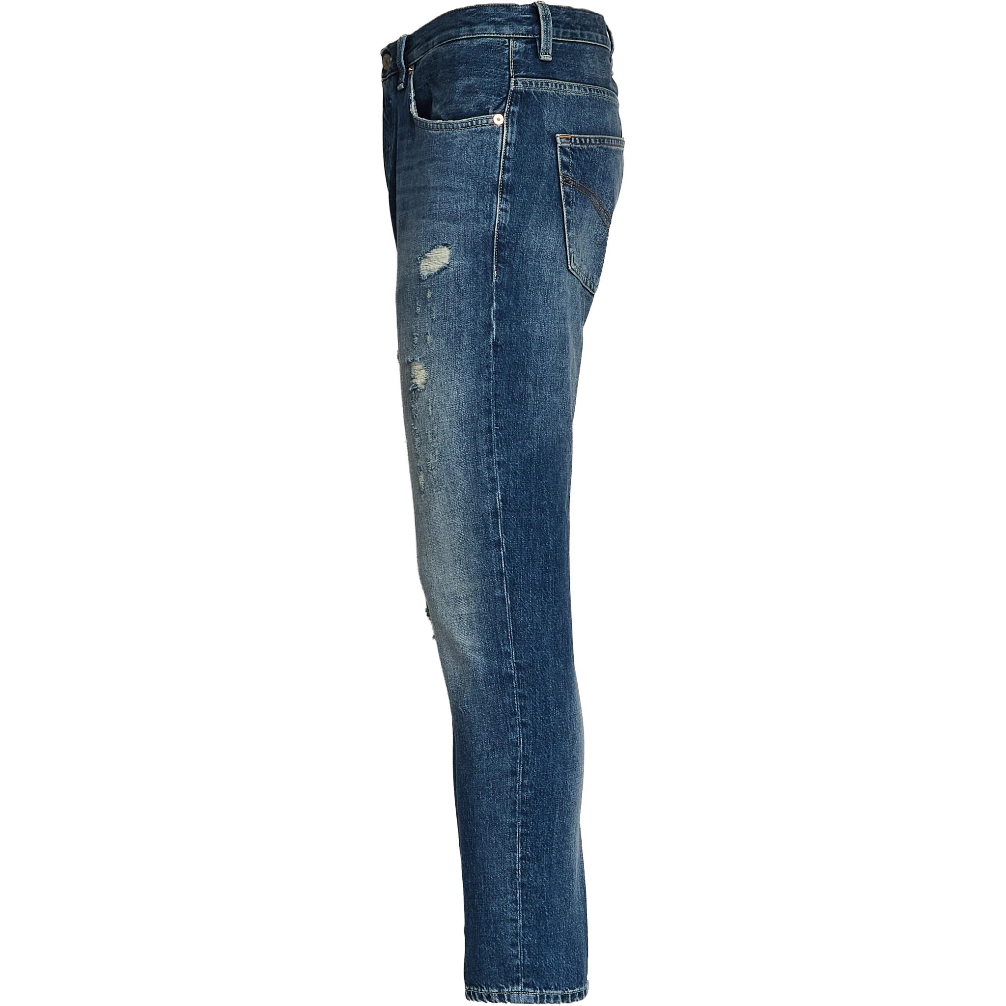 Jeans Brighton In Denim Blu Fisso Con Rottura Rammendata