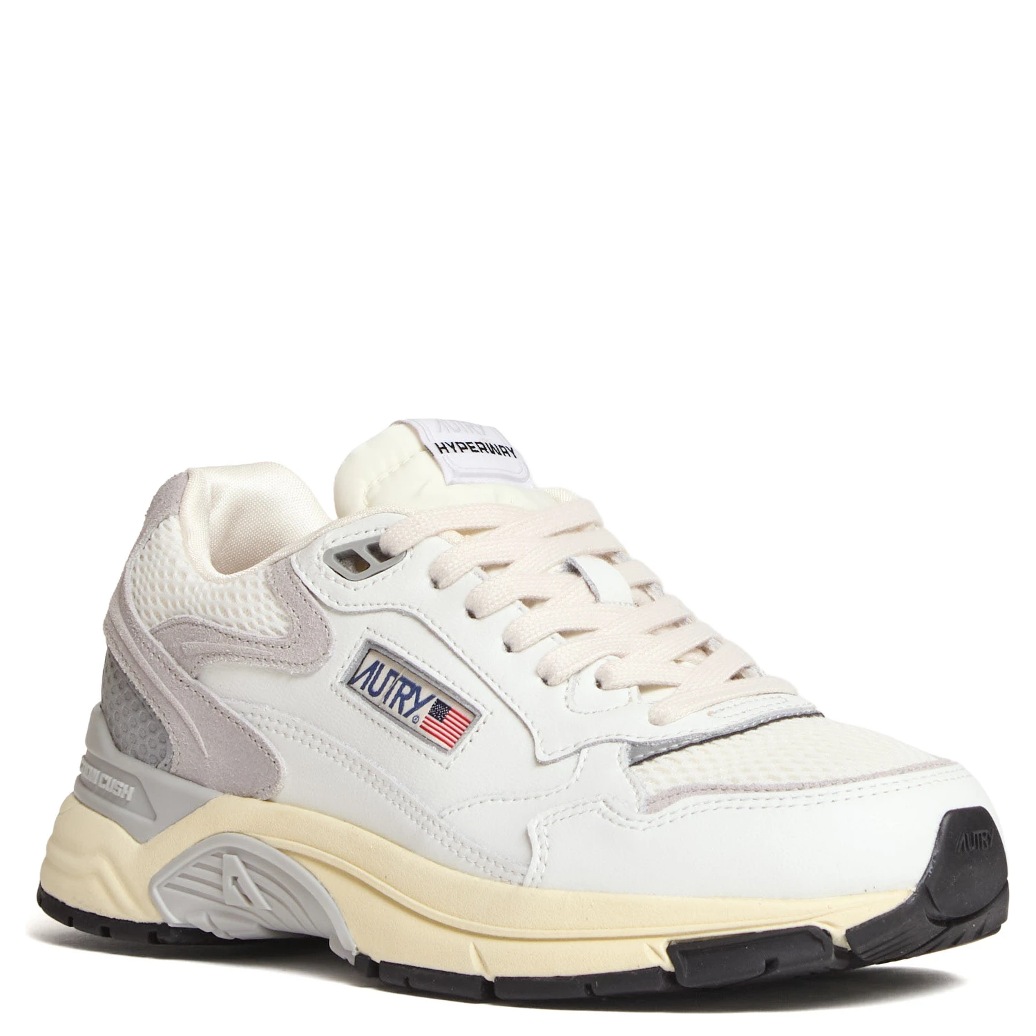 Sneakers Hyperway In Mesh, Suede Bianco, Grigio