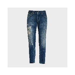 Jeans Brighton In Denim Blu Fisso Con Rottura Rammendata