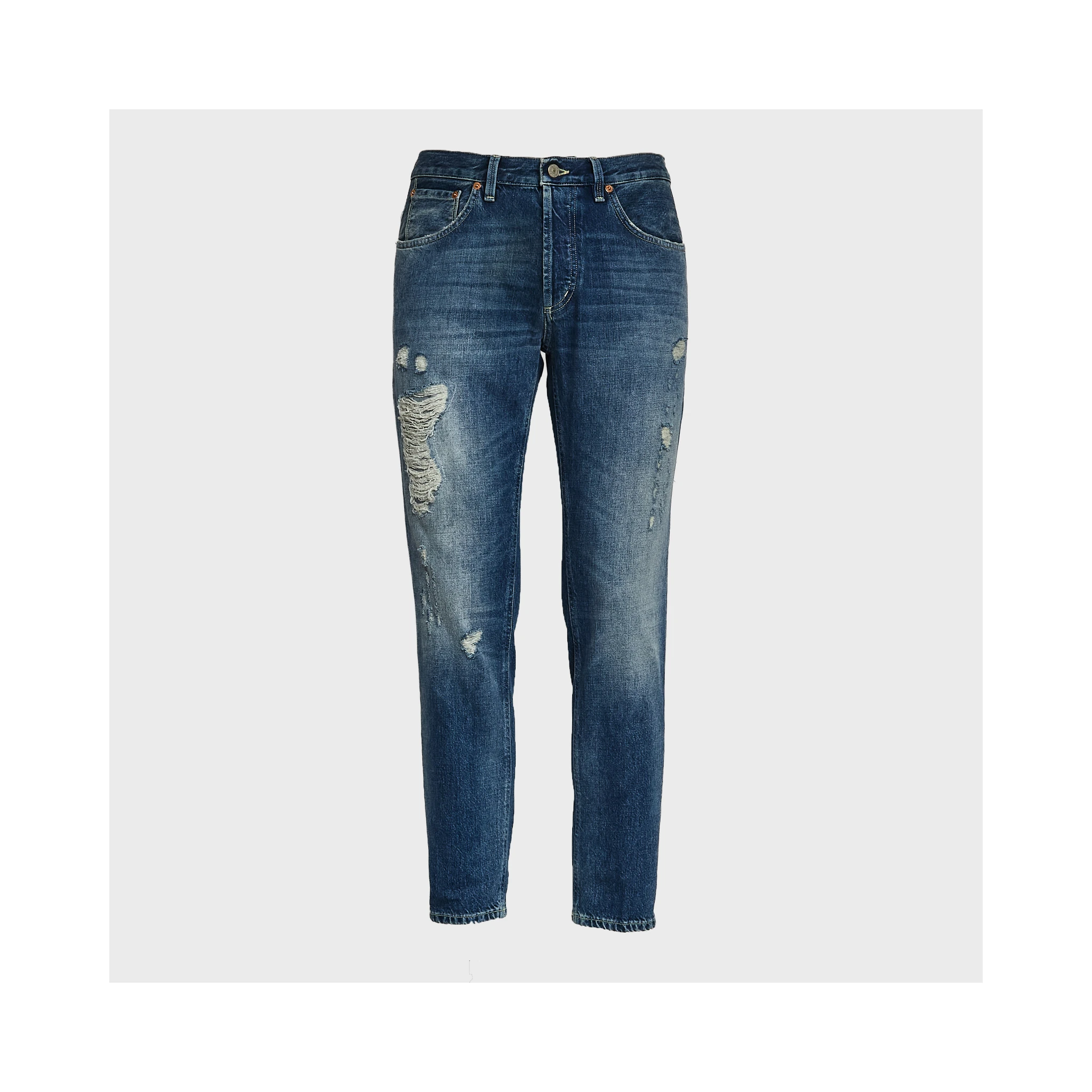 Jeans Brighton In Denim Blu Fisso Con Rottura Rammendata