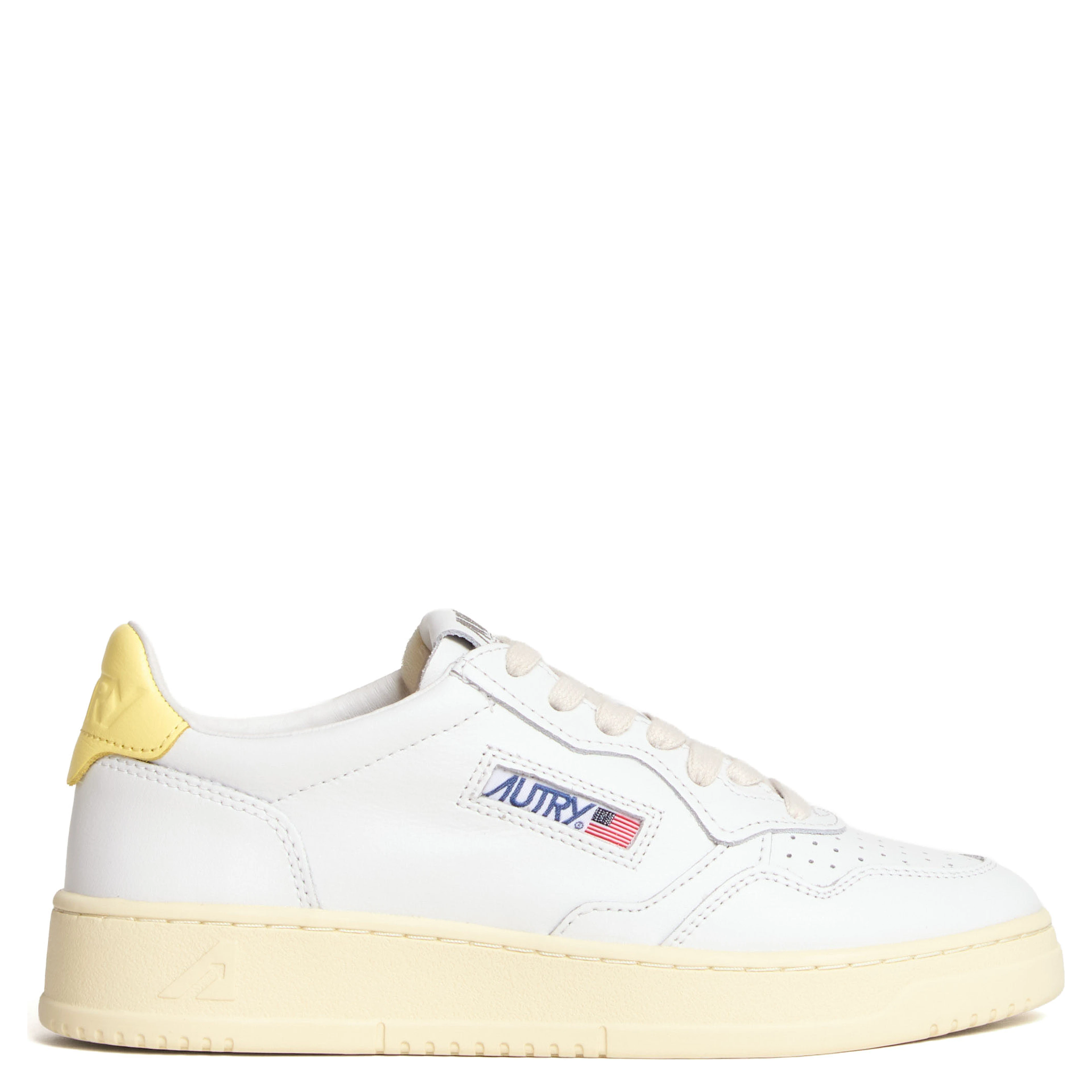 Sneakers Medalist Low In Pelle Bianca, Lemon Meringue