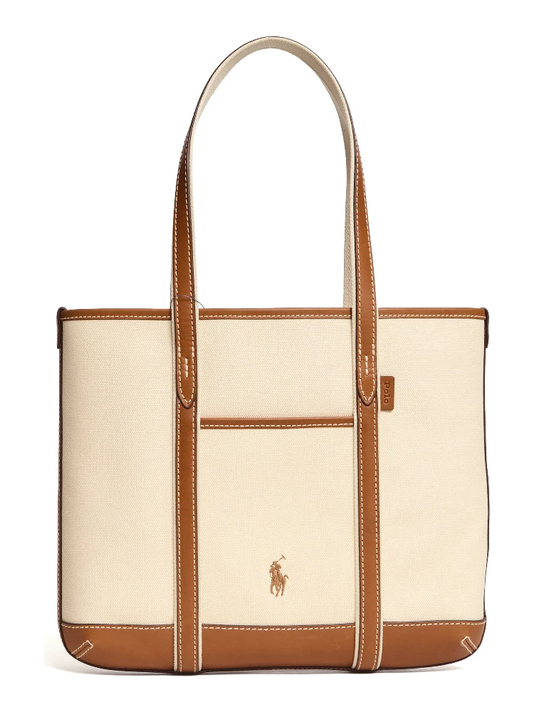 Borsa Tote Piccola In Pelle, Canvas