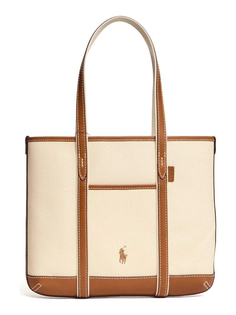 Borsa Tote Piccola In Pelle, Canvas