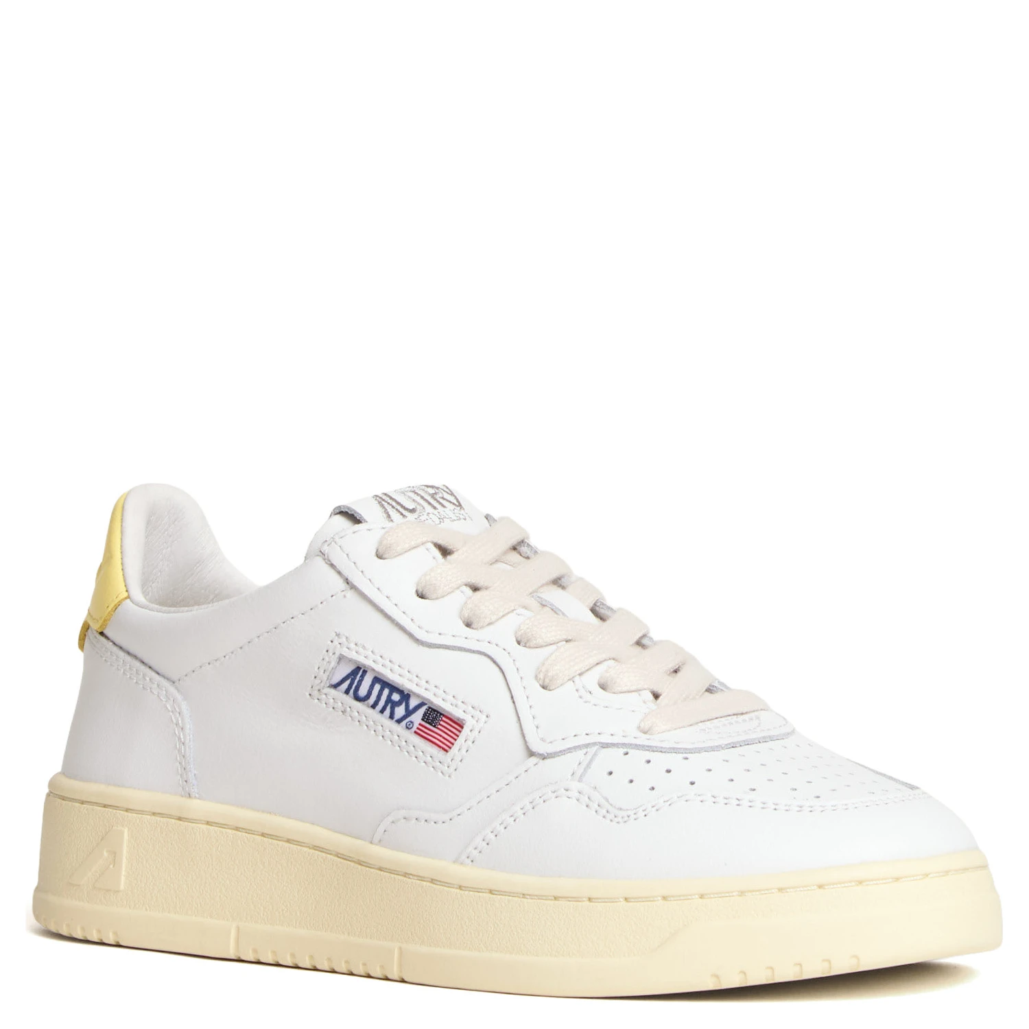 Sneakers Medalist Low In Pelle Bianca, Lemon Meringue