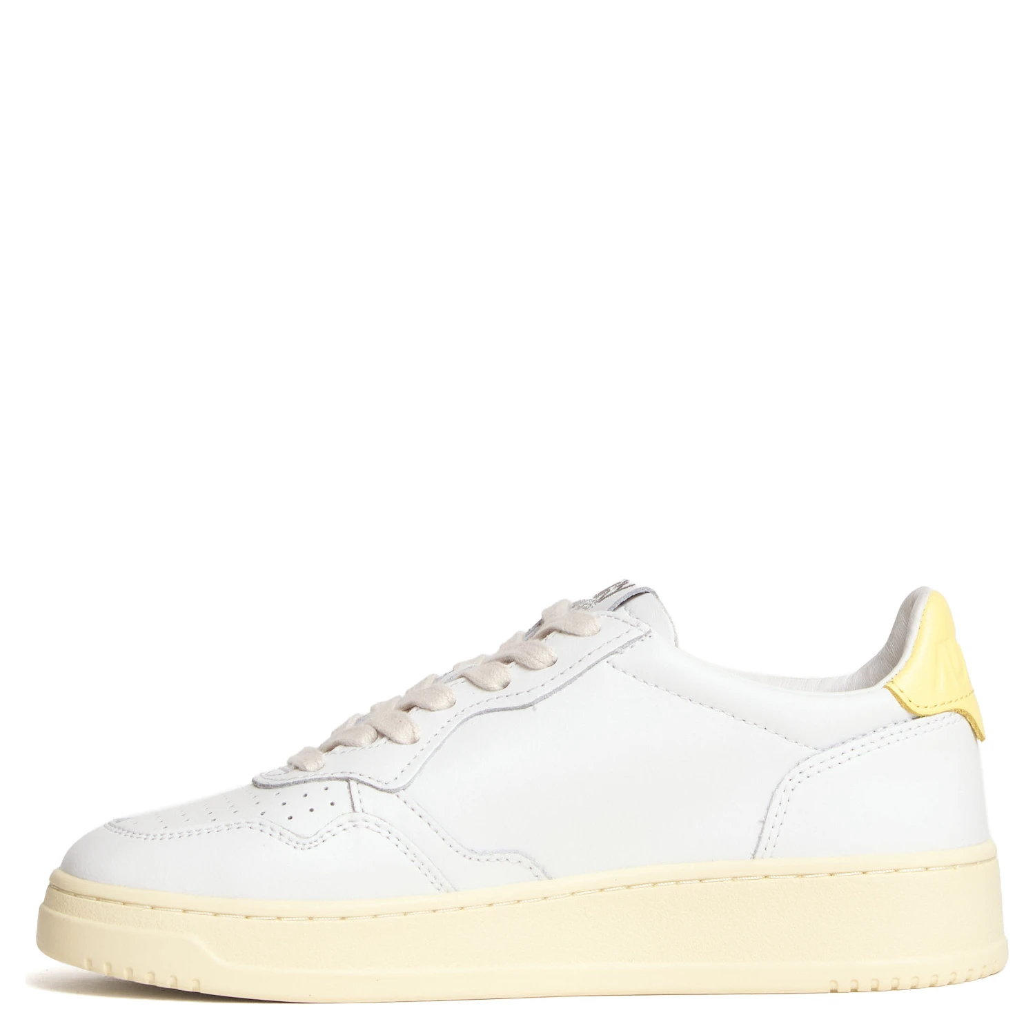 Sneakers Medalist Low In Pelle Bianca, Lemon Meringue