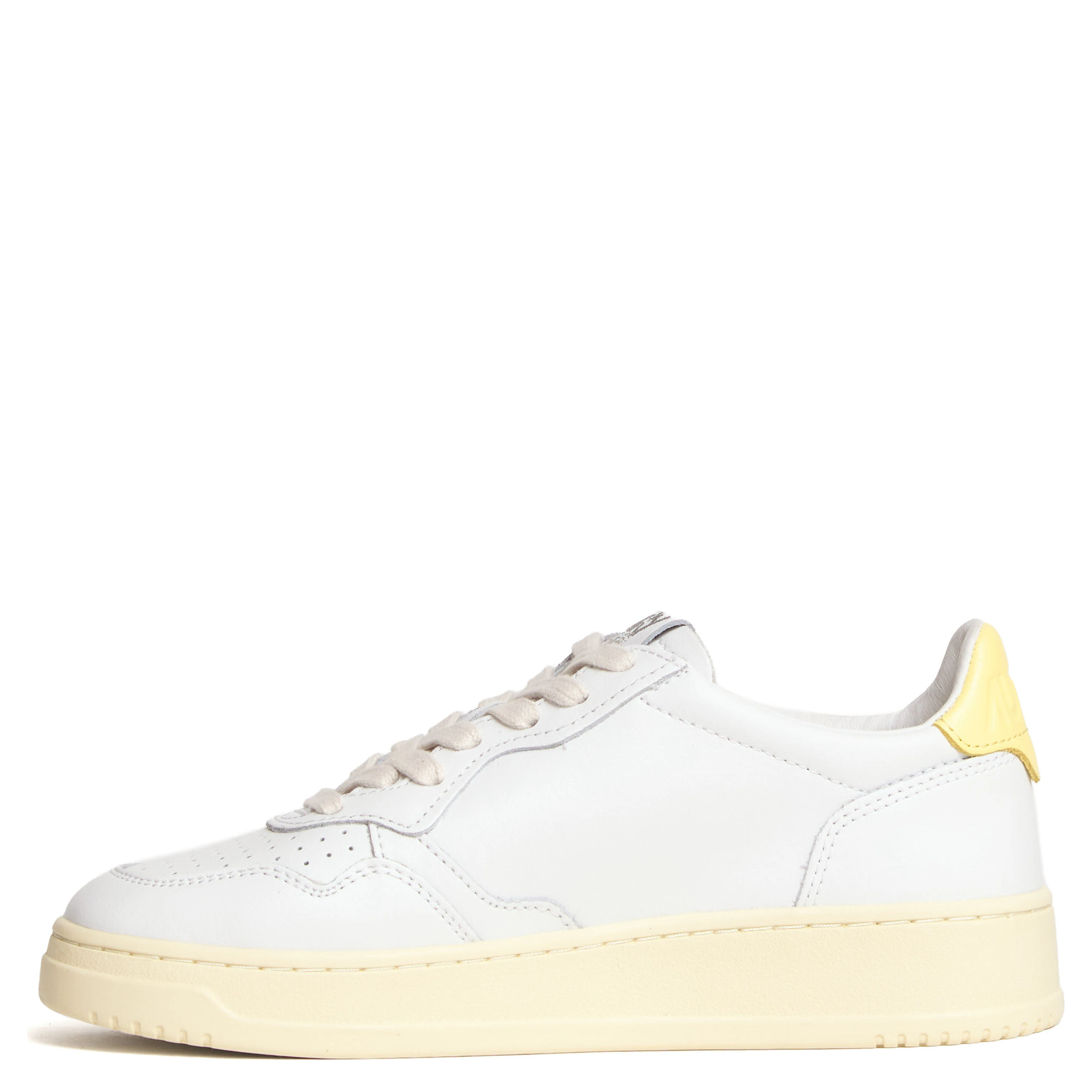 Sneakers Medalist Low In Pelle Bianca, Lemon Meringue