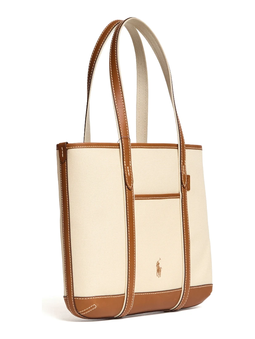 Borsa Tote Piccola In Pelle, Canvas