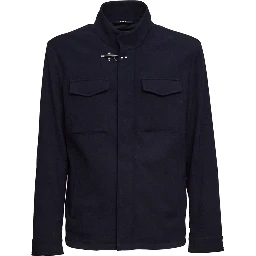 Field Jacket Corta Travel in Lana e Cotone Stretch