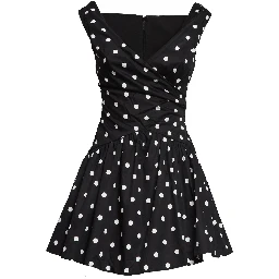 Black Polka Dot Cotton Mini Dress